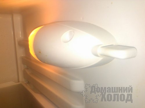 Плафон и клавиша освещения в холодильнике Indesit